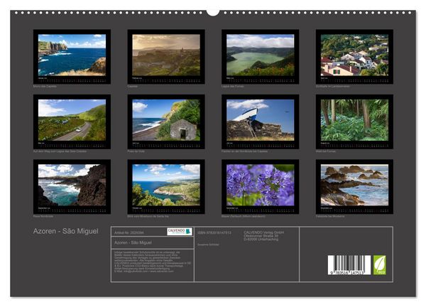 Produktbild: Azoren - S&atilde;o Miguel (hochwertiger Premium Wandkalender 2026 DIN A2 quer), Kunstdruck in Hochglanz