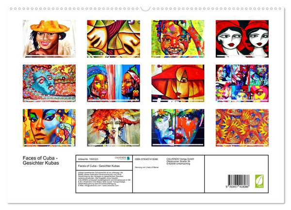 Produktbild: Faces of Cuba - Gesichter Kubas (hochwertiger Premium Wandkalender 2026 DIN A2 quer), Kunstdruck in Hochglanz