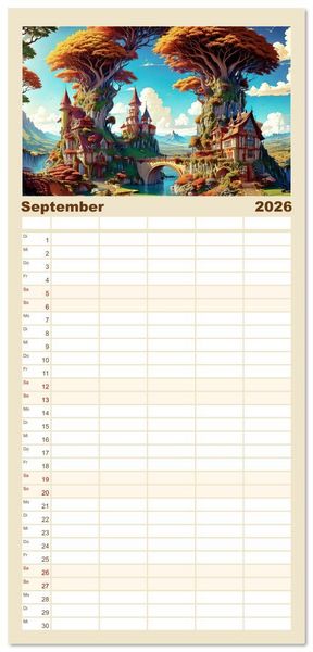 Produktbild: Familienplaner 2026 - Reise in einer M&auml;rchenwelt mit 5 Spalten (Wandkalender, 21 x 45 cm) CALVENDO