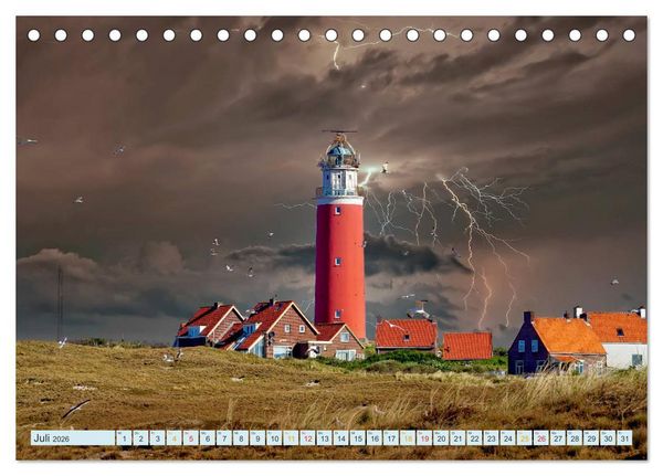 Produktbild: Leuchtturm Gewitter (Tischkalender 2026 DIN A5 quer), CALVENDO Monatskalender