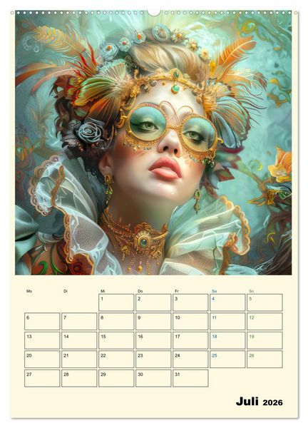 Produktbild: Surreale Frauenportraits im venezianischen Stil - Planer (Wandkalender 2026 DIN A2 hoch), CALVENDO Monatskalender