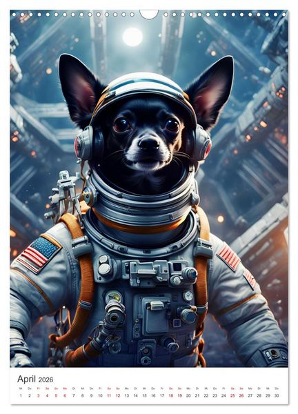 Produktbild: Chihuahua Abenteuer im Weltraum (Wandkalender 2026 DIN A3 hoch), CALVENDO Monatskalender