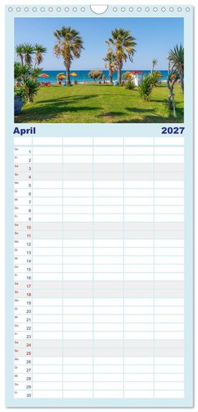 Produktbild: Familienplaner 2027 - Str&auml;nde der Insel Rhodos mit 5 Spalten (Wandkalender, 21 x 45 cm) CALVENDO