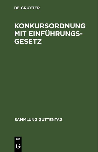 Produktbild: Konkursordnung mit Einf&uuml;hrungsgesetz