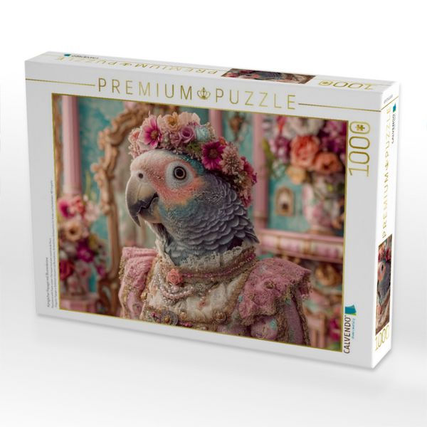 Produktbild: CALVENDO Puzzle K&ouml;niglicher Papagei mit Blumenkrone | 1000 Teile Lege-Gr&ouml;&szlig;e 64x48cm Foto-Puzzle f&uuml;r gl&uuml;ckliche Stunden