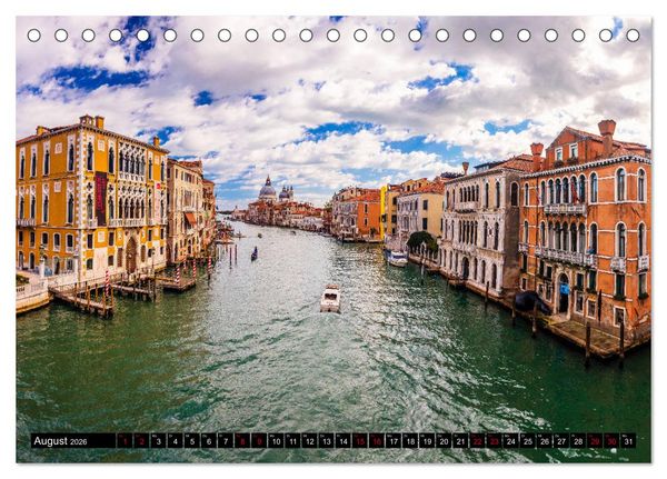 Produktbild: Venedig - Pal&auml;ste, Br&uuml;cken und Kan&auml;le (Tischkalender 2026 DIN A5 quer), CALVENDO Monatskalender