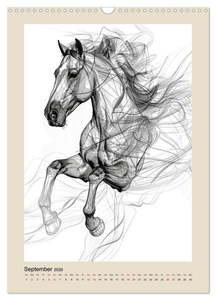 Produktbild: Sketchy Power Horses (Wall Calendar 2026 DIN A3 portrait), CALVENDO 12 Month Wall Calendar