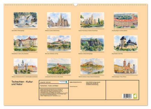 Produktbild: Tschechien - Kultur und Natur (Wandkalender 2026 DIN A2 quer), CALVENDO Monatskalender