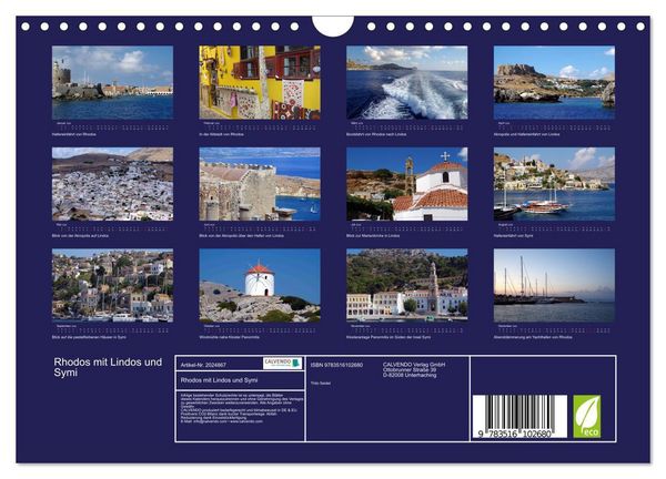 Produktbild: Rhodos mit Lindos und Symi (Wandkalender 2026 DIN A4 quer), CALVENDO Monatskalender