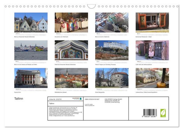 Produktbild: Tallinn (Wandkalender 2026 DIN A3 quer), CALVENDO Monatskalender