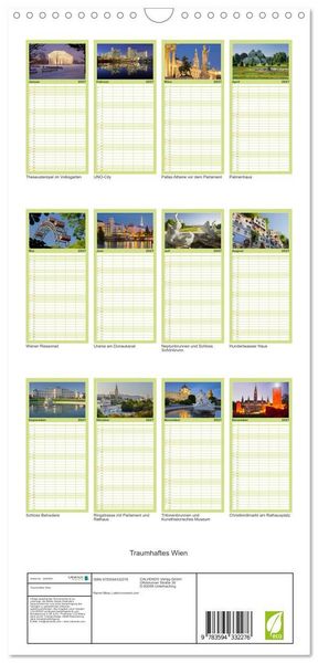Produktbild: Familienplaner 2027 - Traumhaftes Wien mit 5 Spalten (Wandkalender, 21 x 45 cm) CALVENDO
