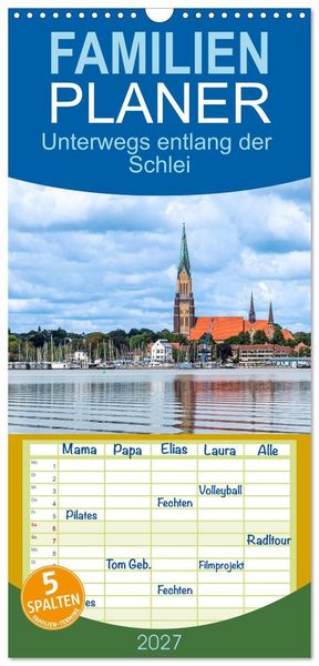 Produktbild: Familienplaner 2027 - Unterwegs entlang der Schlei mit 5 Spalten (Wandkalender, 21 x 45 cm) CALVENDO