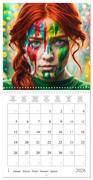 Produktbild: Facial colours - Artistic AI portraits (Wall Calendar 2026 12 &times; 12 Inch) CALVENDO 12 Month Wall Calendar