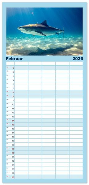 Produktbild: Familienplaner 2026 - Haie - Vorsicht gef&auml;hrlich! mit 5 Spalten (Wandkalender, 21 x 45 cm) CALVENDO