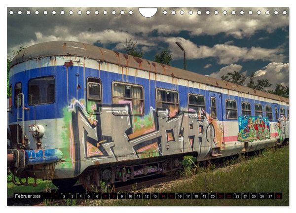 Produktbild: Lokomotiven und Wagen - Verfallen und vergessen auf dem Abstellgleis (Wandkalender 2026 DIN A4 quer), CALVENDO Monatskalender