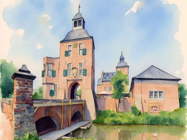 CALVENDO Puzzle Schloss Myllendonk in Korschenbroich | 1000 Teile Lege-Größe 64x48cm Foto-Puzzle für glückliche Stunden