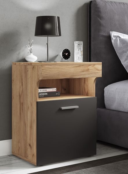 Produktbild: Holz Nachttisch Nachtschrank Schublade Slepal M