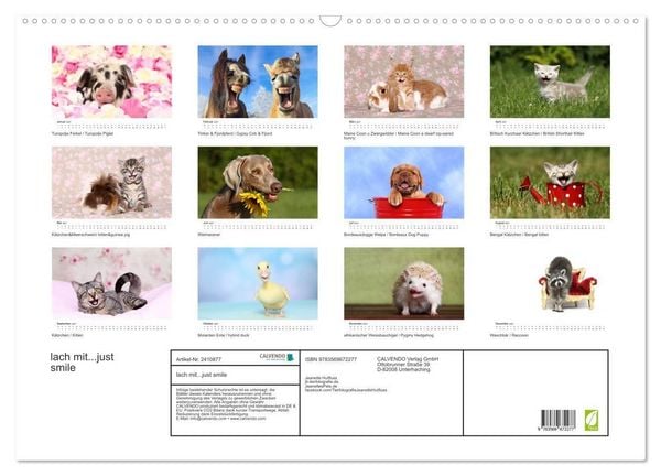 Produktbild: lach mit...just smile (Wandkalender 2027 DIN A2 quer), CALVENDO Monatskalender