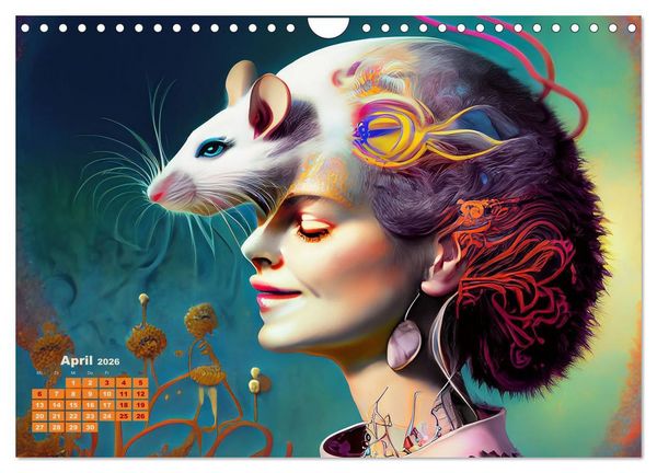 Produktbild: Fantasy Tier Frauen Portraits (Wandkalender 2026 DIN A4 quer), CALVENDO Monatskalender