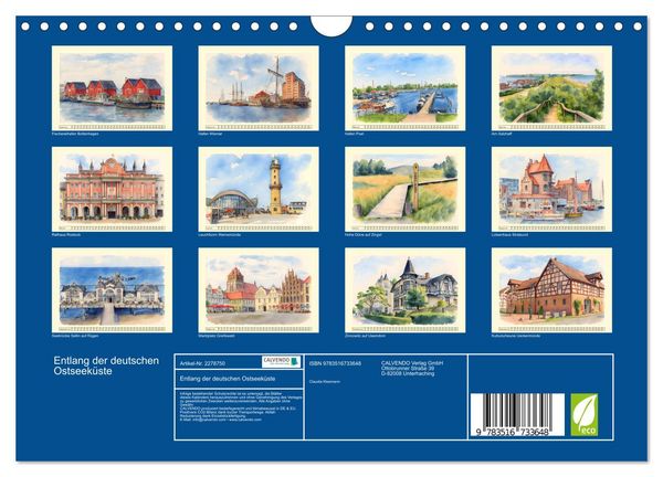 Produktbild: Entlang der deutschen Ostseek&uuml;ste (Wandkalender 2026 DIN A4 quer), CALVENDO Monatskalender