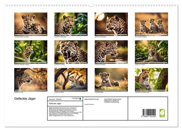 Produktbild: Gefleckte J&auml;ger (hochwertiger Premium Wandkalender 2026 DIN A2 quer), Kunstdruck in Hochglanz