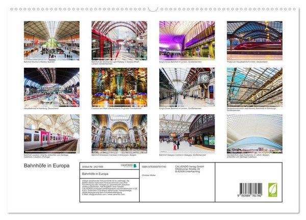 Produktbild: Bahnh&ouml;fe in Europa (hochwertiger Premium Wandkalender 2027 DIN A2 quer), Kunstdruck in Hochglanz