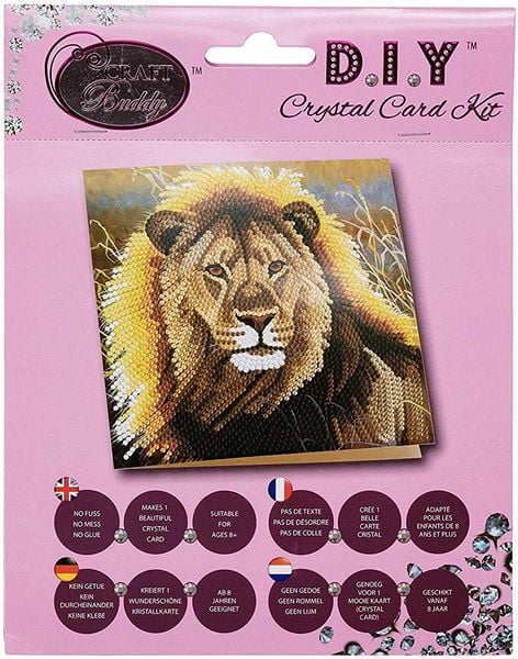Craft Buddy CCK-A13 - Resting Lion, 18x18cm Crystal Art Card, Diamond Painting