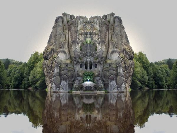 Produktbild: CALVENDO Puzzle Spiegelwelt - die Externsteine | 1000 Teile Lege-Gr&ouml;&szlig;e 64x48cm Foto-Puzzle f&uuml;r gl&uuml;ckliche Stunden