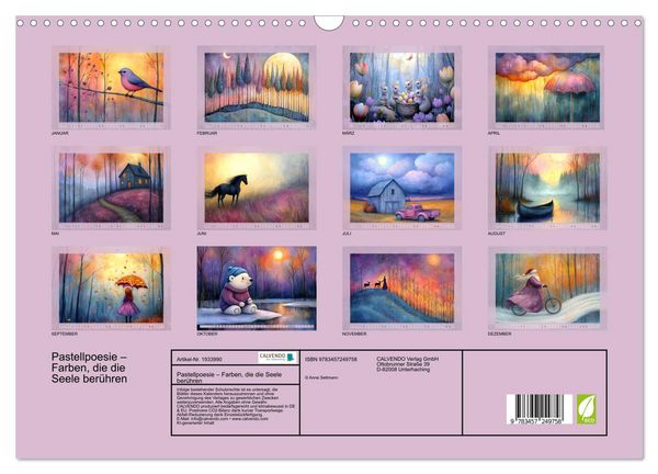 Produktbild: Pastellpoesie &ndash; Farben, die die Seele ber&uuml;hren (Wandkalender 2026 DIN A3 quer), CALVENDO Monatskalender