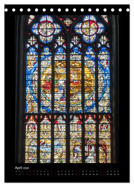 Produktbild: Kirchenfenster - Sakrale Glaskunst (Tischkalender 2026 DIN A5 hoch), CALVENDO Monatskalender