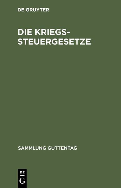 Produktbild: Die Kriegssteuergesetze