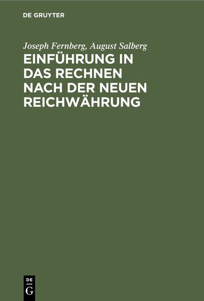 Produktbild: Einf&uuml;hrung in das Rechnen nach der neuen Reichw&auml;hrung