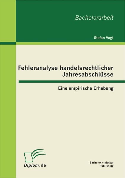 Produktbild: Fehleranalyse handelsrechtlicher Jahresabschl&uuml;sse: Eine empirische Erhebung