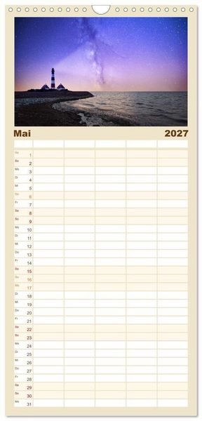 Produktbild: Familienplaner 2027 - Leuchtt&uuml;rme - An den sch&ouml;nsten K&uuml;sten. mit 5 Spalten (Wandkalender, 21 x 45 cm) CALVENDO