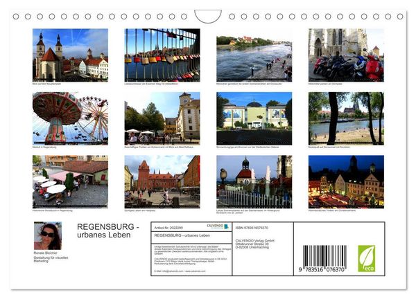 Produktbild: REGENSBURG - urbanes Leben (Wandkalender 2026 DIN A4 quer), CALVENDO Monatskalender