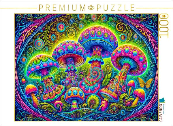 Produktbild: CALVENDO Puzzle Leuchtendes Quartett aus Zauberpilzen | 1000 Teile Lege-Gr&ouml;&szlig;e 64x48cm Foto-Puzzle f&uuml;r gl&uuml;ckliche Stunden