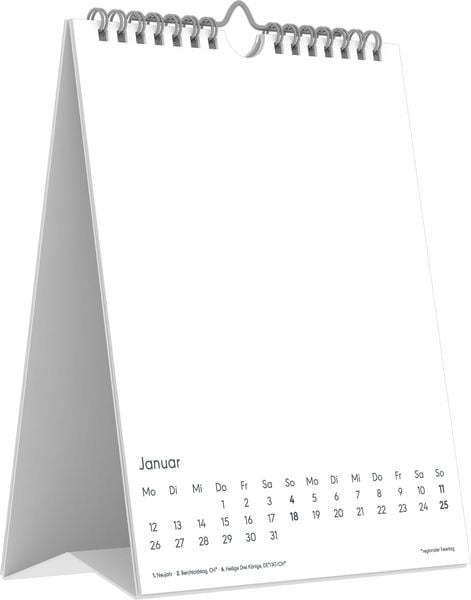 Produktbild: Kreativkalender Tischaufsteller hoch wei&szlig; 2027