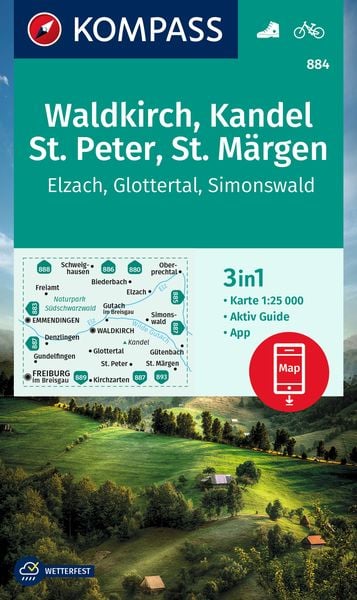 KOMPASS Wanderkarte 884 Waldkirch, Kandel, St.Peter, St. Märgen 1:25.000, Sonstige von , Kompass-Karten, 9783991215790