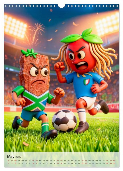 Produktbild: Funny Food Football - Creative Sports Characters (Wall Calendar 2027 DIN A3 portrait), CALVENDO 12 Month Wall Calendar