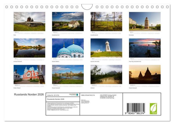 Produktbild: Russlands Norden 2026 (Wandkalender 2026 DIN A4 quer), CALVENDO Monatskalender