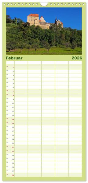 Produktbild: Familienplaner 2026 - Saale-Unstrut - Region aus Wein und Stein mit 5 Spalten (Wandkalender, 21 x 45 cm) CALVENDO