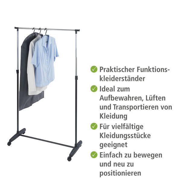 Produktbild: Kleiderst&auml;nder Mod. Mikey, h&ouml;henverstellbar, 4 Rollen
