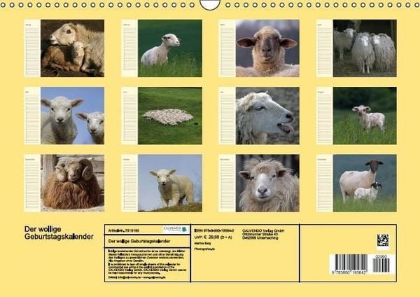 Produktbild: Der wollige Geburtstagskalender (Wandkalender immerw&auml;hrend DIN A3 quer)