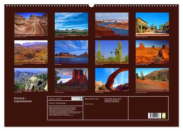 Produktbild: Arizona &bull; Impressionen (Wandkalender 2026 DIN A2 quer), CALVENDO Monatskalender