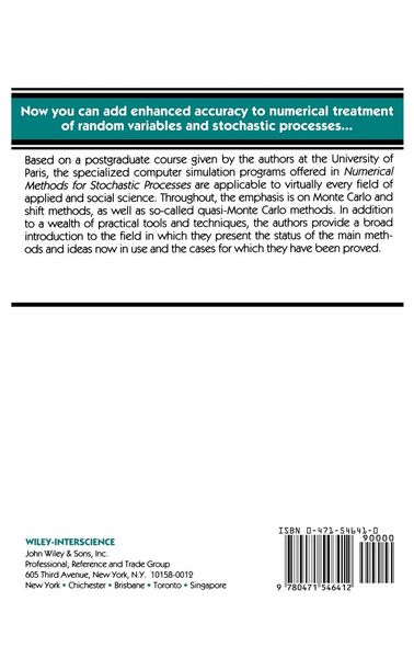 Produktbild: Numerical Methods for Stochastic Processes