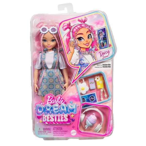 Produktbild: Barbie Dream Besties Daisy Jean-Modepuppe mit 9 Zubeh&ouml;rteilen zum Thema DJ und Musik
