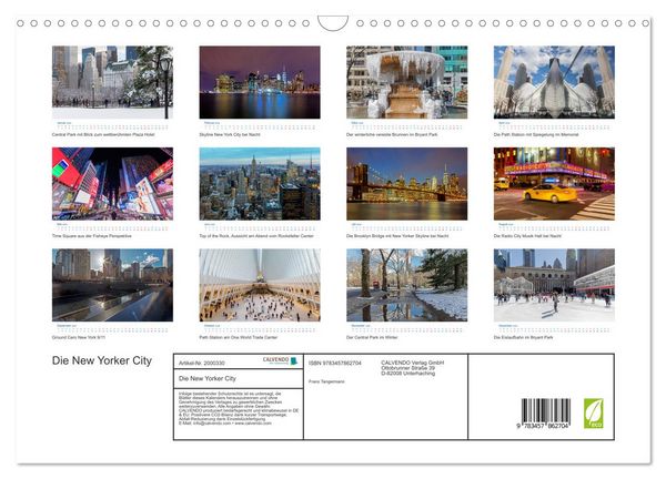 Produktbild: Die New Yorker City (Wandkalender 2026 DIN A3 quer), CALVENDO Monatskalender