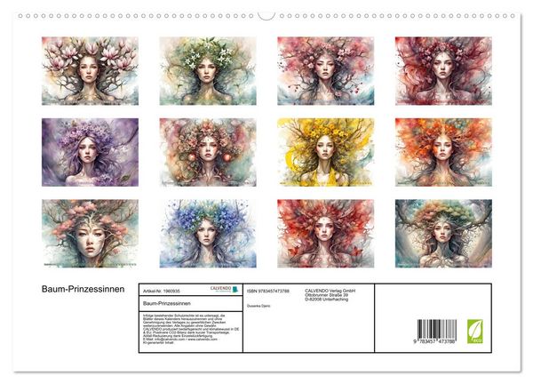 Produktbild: Baum-Prinzessinnen (hochwertiger Premium Wandkalender 2026 DIN A2 quer), Kunstdruck in Hochglanz