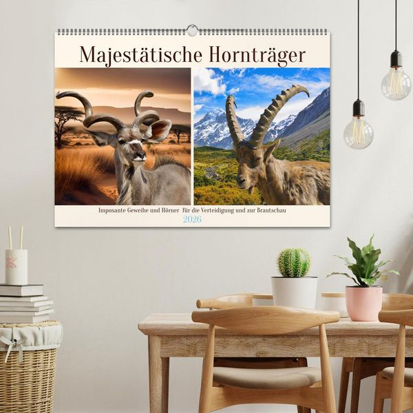 Produktbild: Majest&auml;tische Horntr&auml;ger (Wandkalender 2026 DIN A2 quer), CALVENDO Monatskalender