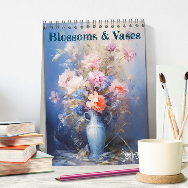 Produktbild: Blossoms & Vases (Desk Calendar 2026 DIN A5 portrait), CALVENDO 12 Month DeskCalendar